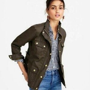 J. Crew Dark Olive Field Jacket with Gold Accents